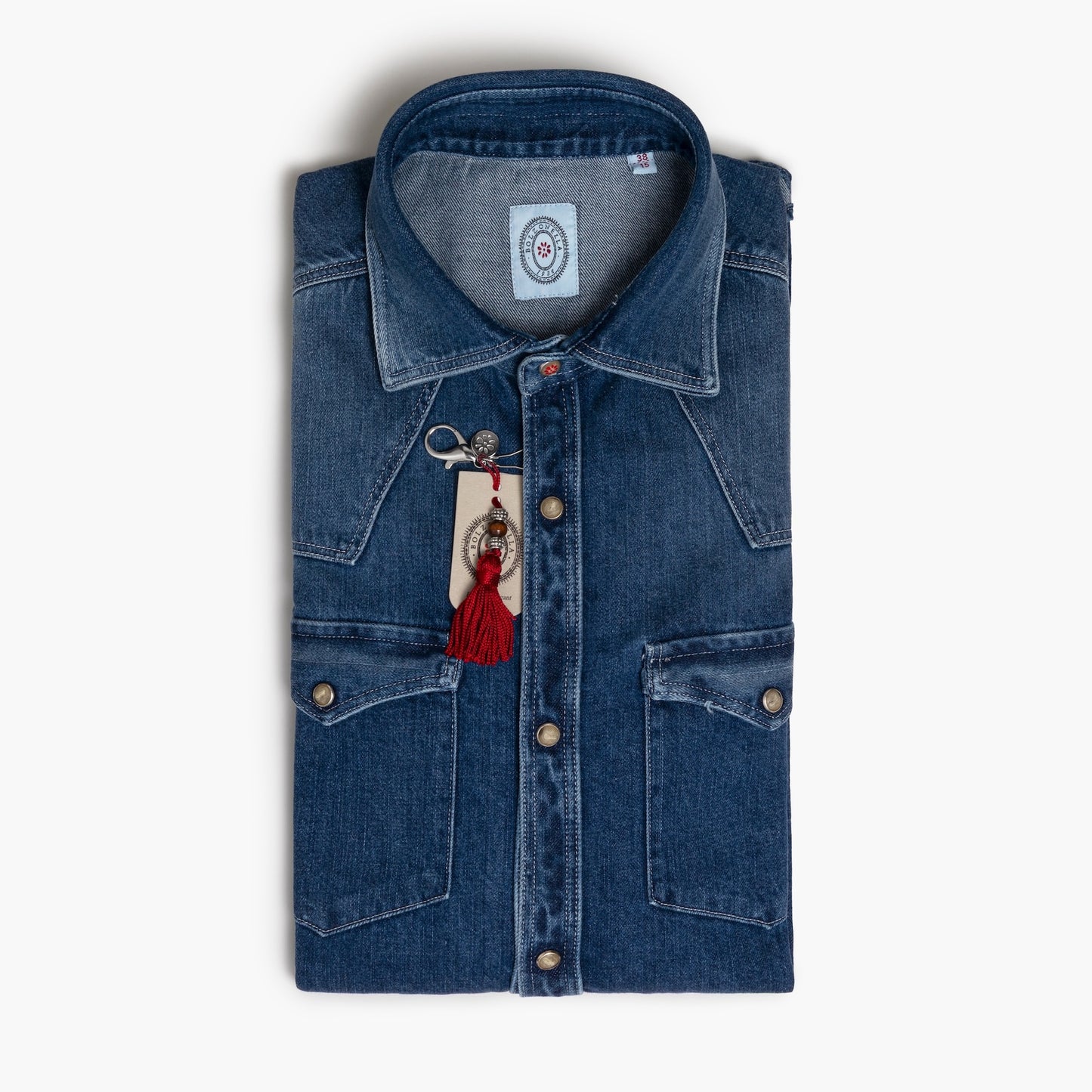 Camicia Uomo BOLZONELLA Baddy DEN73 Col. 01 Texana in Cotone Denim