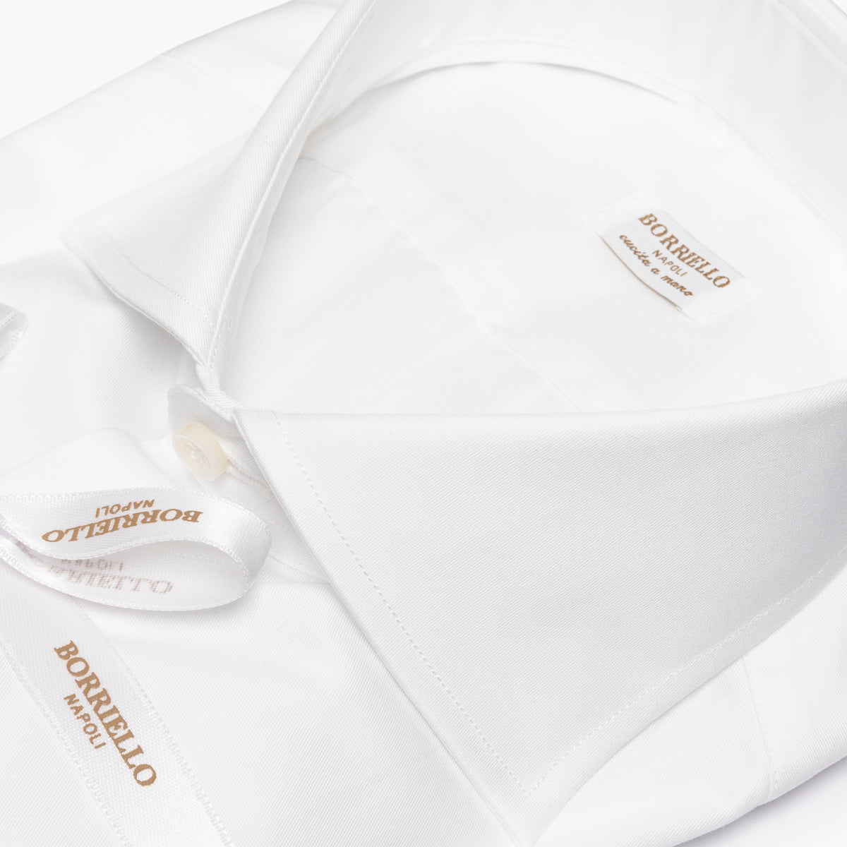 Camicia Uomo BORRIELLO Art. 1401/2 Collo Marechiaro in Cotone Twill Bianca