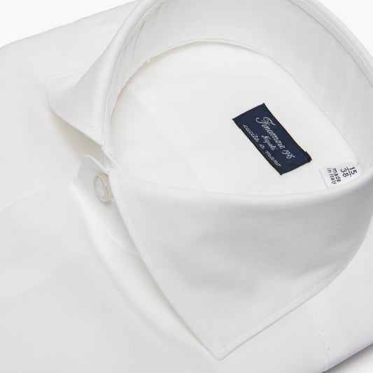 Camicia Uomo FINAMORE Napoli 1925 Modello Milano in Cotone Zephyr Bianca Art. 470002 C0216 Collo Eduardo