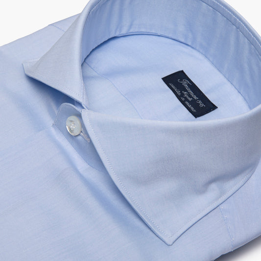 Camicia Uomo FINAMORE Napoli 1925 Modello Milano in Cotone Zephyr Celeste Art. 470002 C0216 Collo Eduardo
