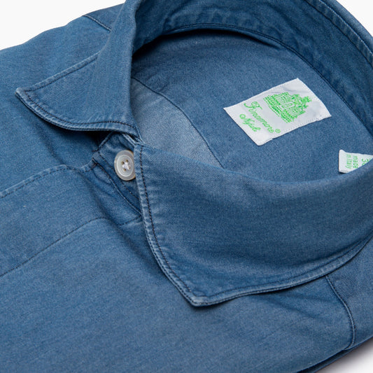 Camicia Uomo FINAMORE Napoli 1925 Modello Tokyo in Cotone Denim Art. 019542 C0160D Collo Luigi