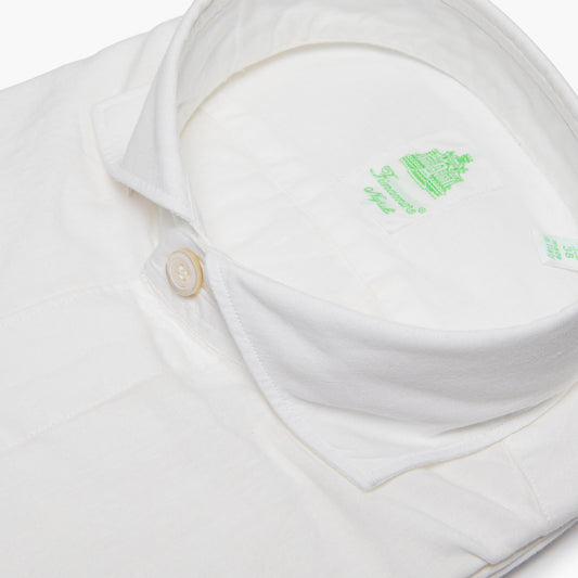 Camicia Uomo FINAMORE Napoli 1925 Modello Tokyo in Lino e Cotone Bianca Art. P4049 Collo Achille