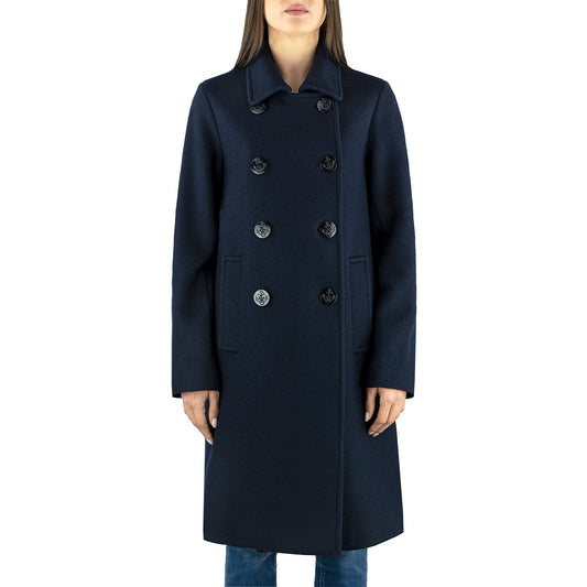 Cappotto ASPESI Doppiopetto in Lana Cotta Blu Navy