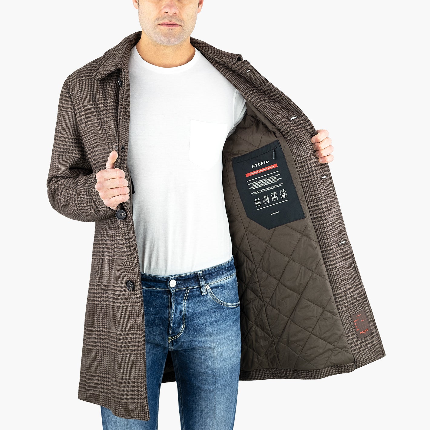 Cappotto PALTÒ Alfredo PDG MAL Principe di Galles su Fondo Marrone 2