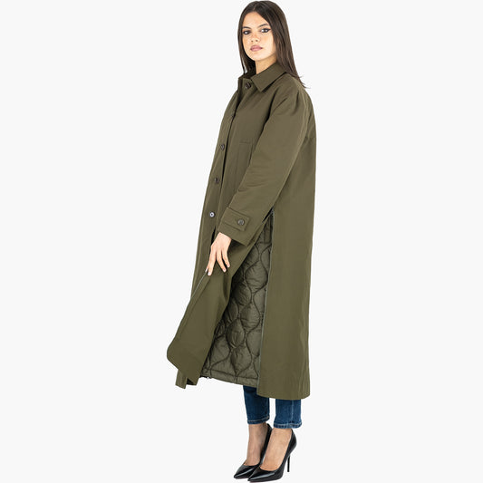 Cappotto Lungo ASPESI Eleanor 4N09 7532 in Tela di Cotone Col. 50237 Verde Militare