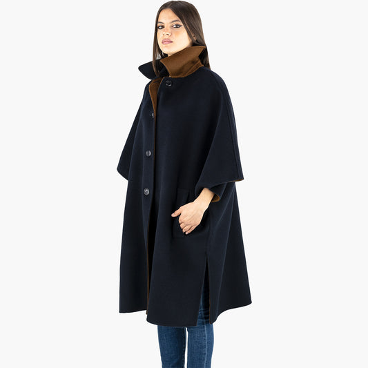 Cappotto Mantella ASPESI Mod. 0739 P517 in Lana Double Col. 10098 Blu Marrone