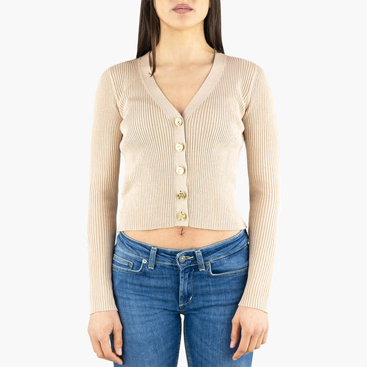 Cardigan PINKO Tilacino Logo Love Birds in Trasparenza Beige