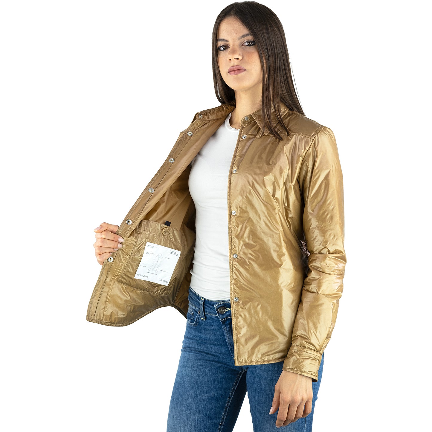 Camicia Imbottita ASPESI Jennie in Nylon Micro Ripstop Beige