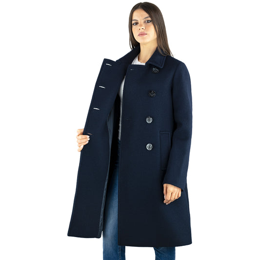 Cappotto ASPESI Doppiopetto in Lana Cotta Blu Navy