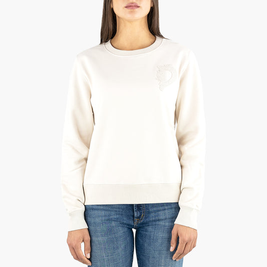 Felpa DONDUP Regular con Ricamo D in Cotone Basico Avorio