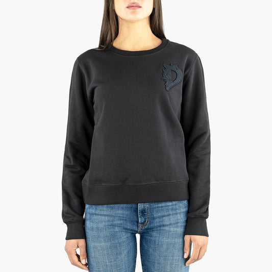 Felpa DONDUP Regular con Ricamo D in Cotone Basico Nera