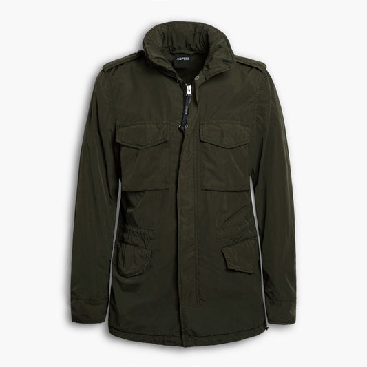 Field Jacket Uomo ASPESI 65 Replica I721 F973 in Nylon Compatto Col. 85393 Verde Militare
