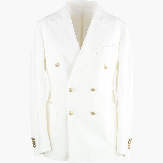 Giacca Doppiopetto BARBA Napoli Dynamic in Cotone Bianco Avorio