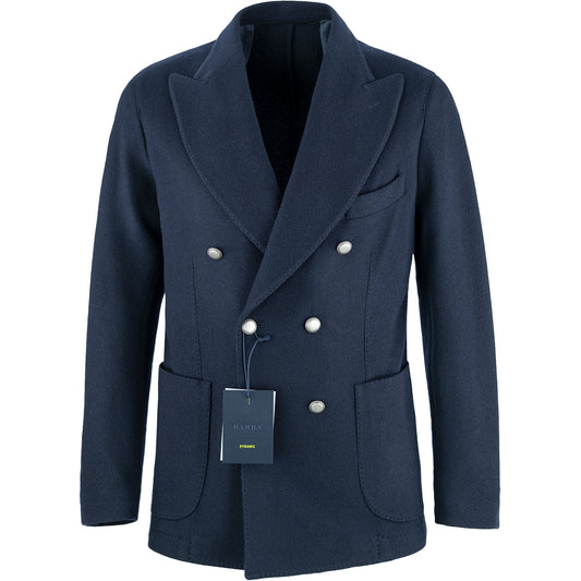 Giacca Doppiopetto BARBA Napoli Dynamic in Misto Lana Blu Navy