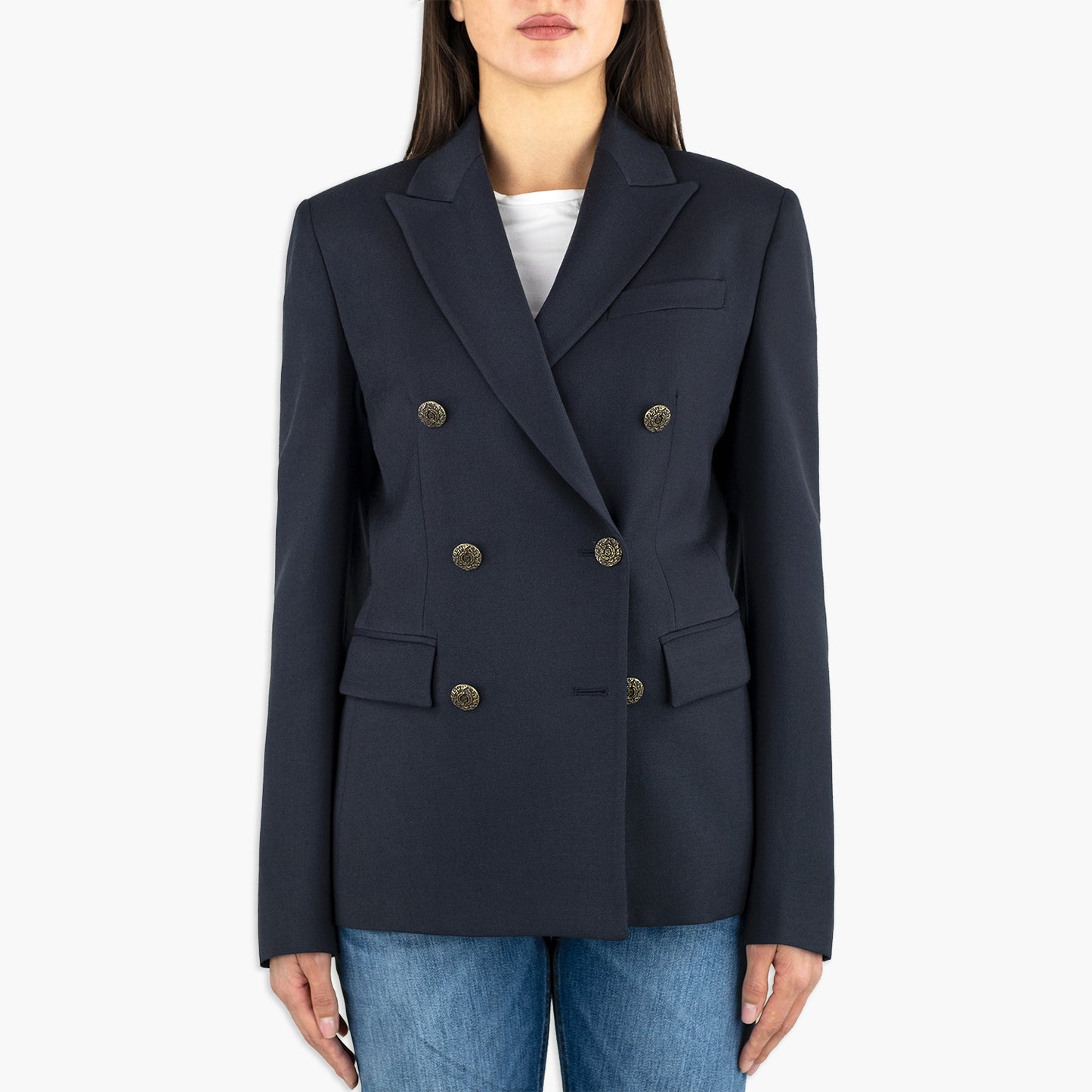 Giacca Doppiopetto DONDUP Blazer DJ441 WF0178D in Gabardina di Lana Col. 890 Blu Navy