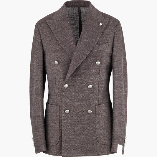 Giacca Doppiopetto LBM Tom in Misto Lino e Cotone Marrone