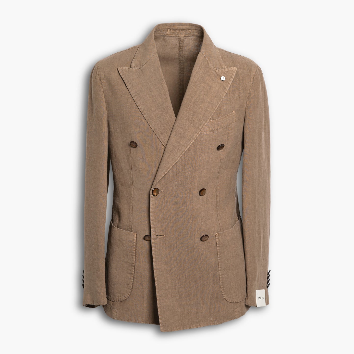 Giacca Doppiopetto Uomo LBM 1911 Tom - Fly Art. 65165 in Puro Lino Tinto Capo Nocciola