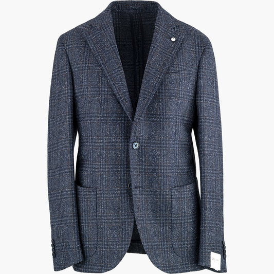 Giacca LBM Jack in Misto Lana Principe di Galles su Fondo Blu