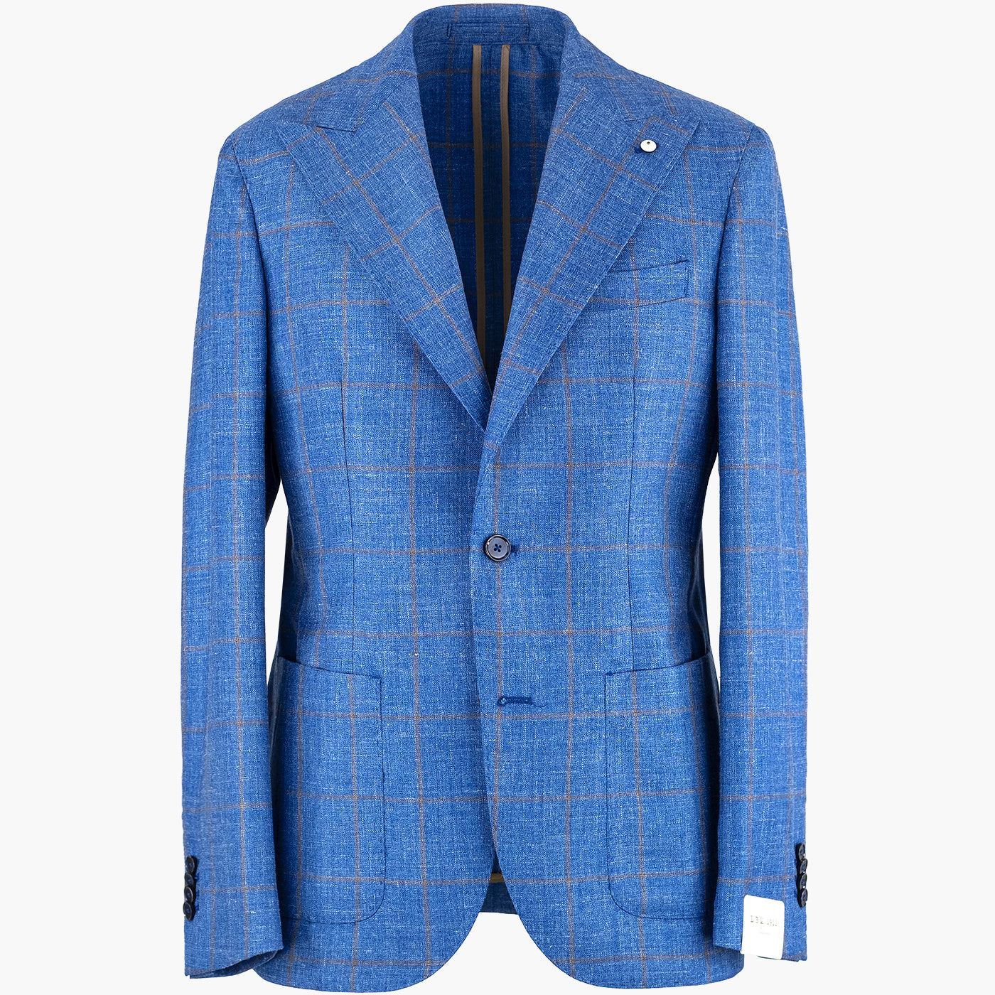 Giacca LBM Steve in Lana Seta e Lino Check su Fondo Blu Royal
