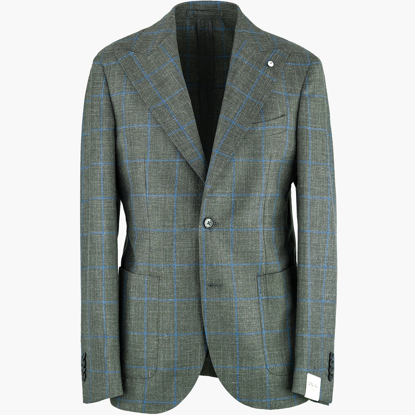 Giacca LBM Steve in Lana Seta e Lino Check su Fondo Verde Scuro