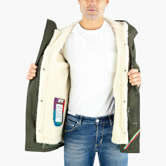 Giaccone L'ESKIMO Equipe 70 Mini in Tecno Gabardina Verde Militare 2