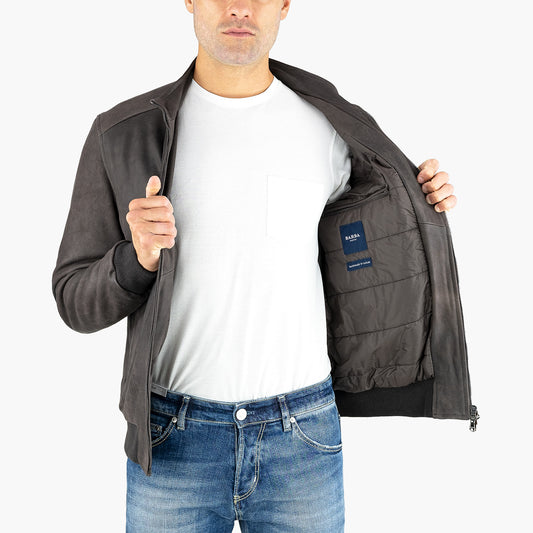 Giubbotto BARBA Napoli Dakota in Pelle Suede Testa di Moro