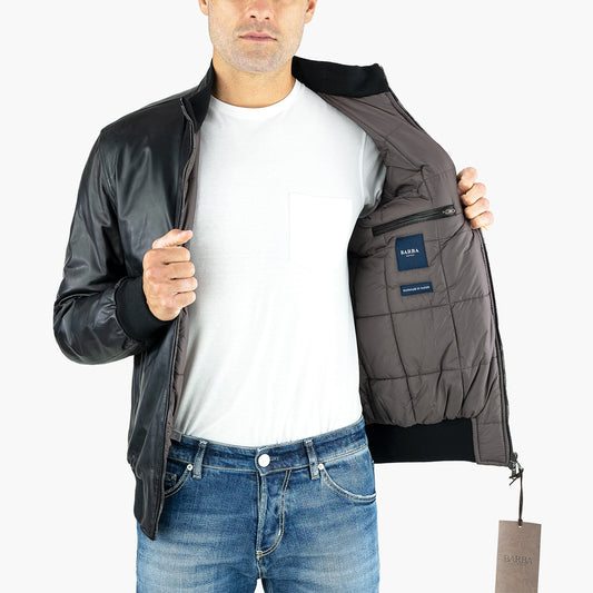 Giubbotto BARBA Napoli in Pelle Nero