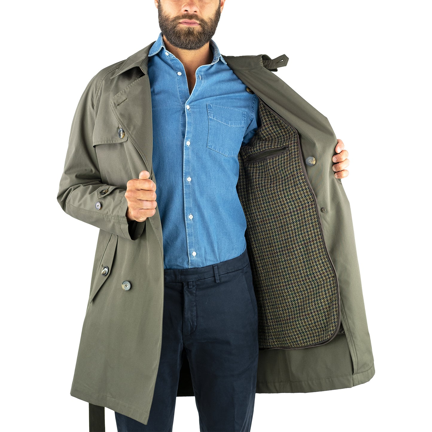 Impermeabile L'IMPERMEABILE Tony Doppiopetto Verde Militare