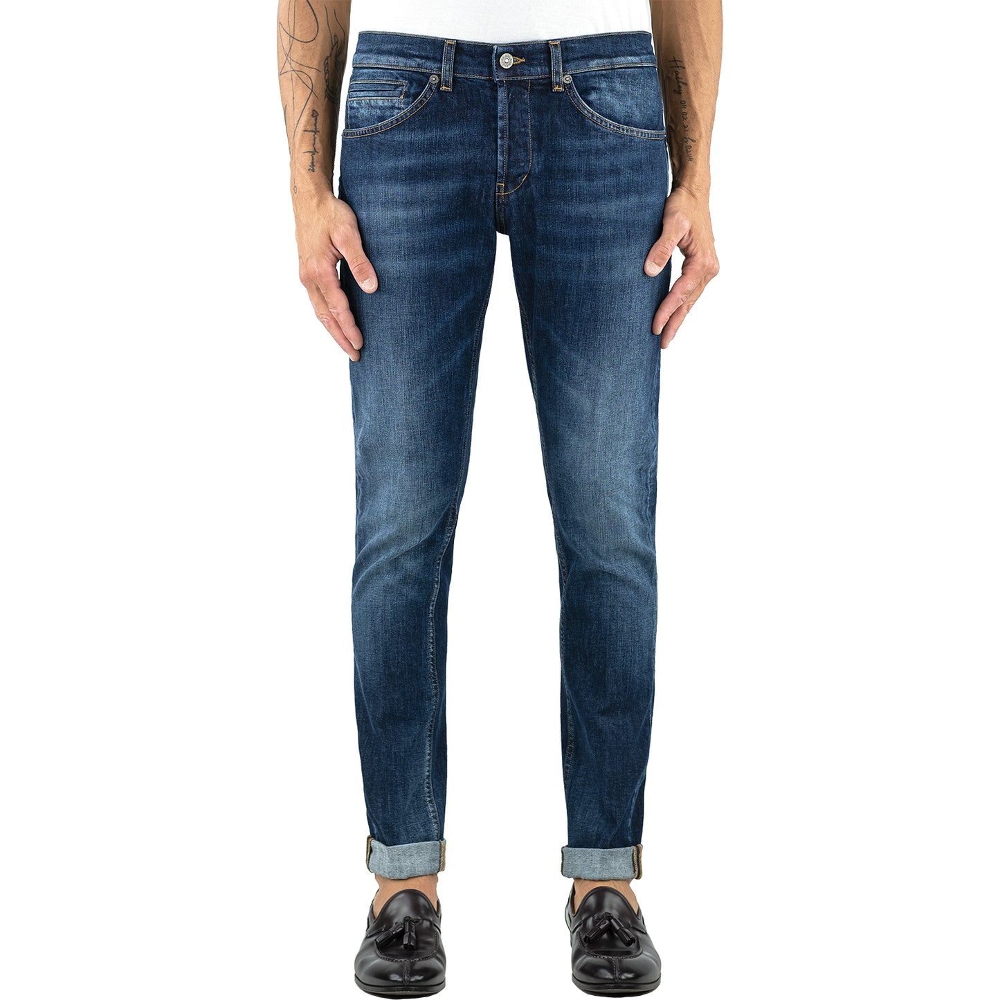 Jeans DONDUP George UP232 in Denim Stretch Lavaggio Medio Scuro