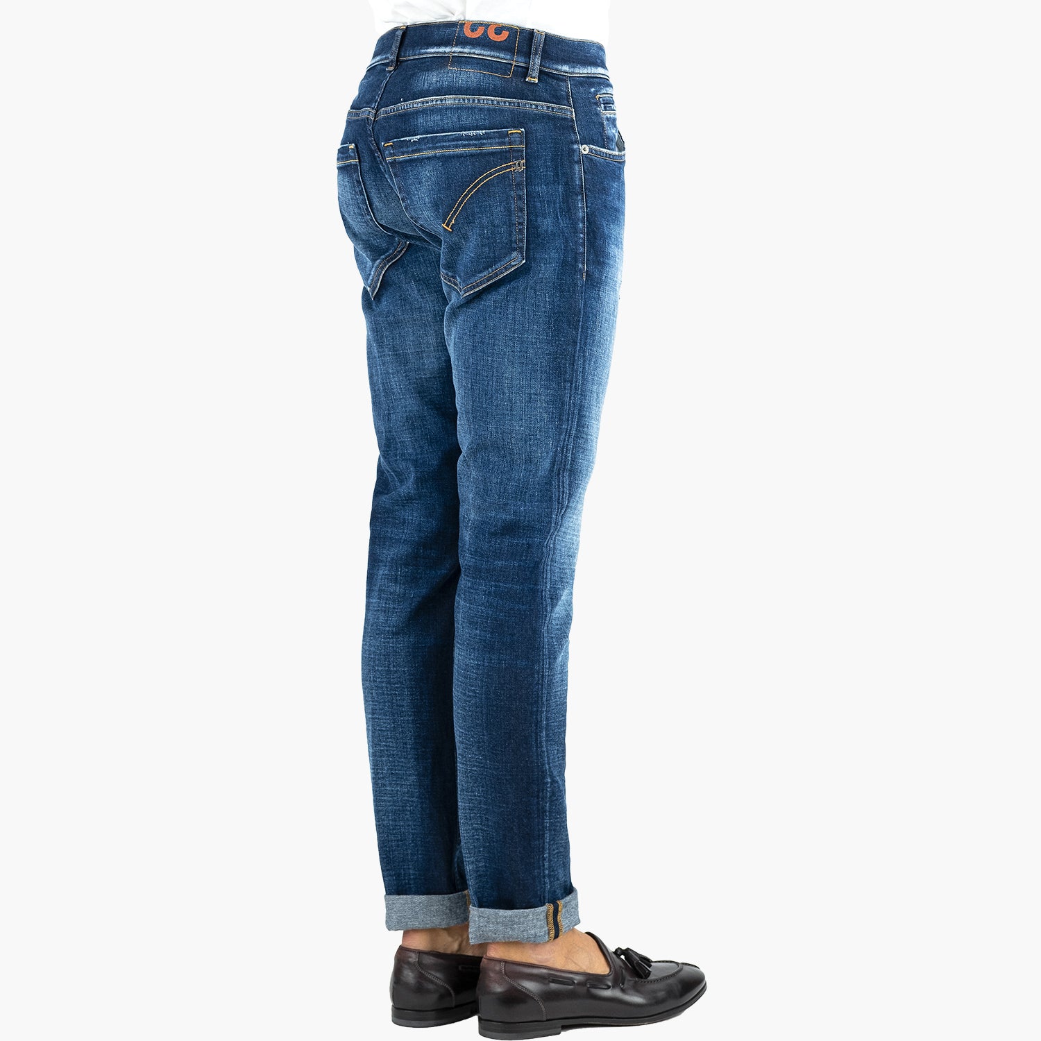 Jeans DONDUP George in Denim Stretch con Micro Rammendo Lavaggio Medio Scuro