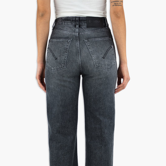 Jeans DONDUP Amber DP619 DSE377D LO1 Wide Leg in Denim Stretch Lyocell Col. 999 Nero Lavato 2