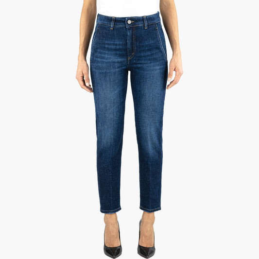 Jeans DONDUP Willa in Denim Stretch Lavaggio Medio Scuro