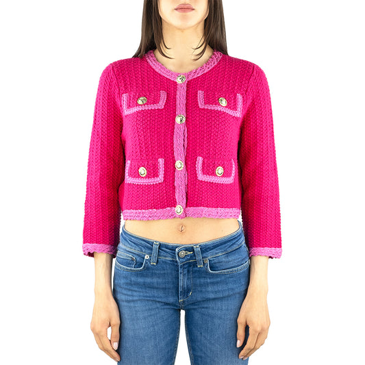 Maglia Cardigan PINKO Cesio Bottoni Gioiello Fuchsia