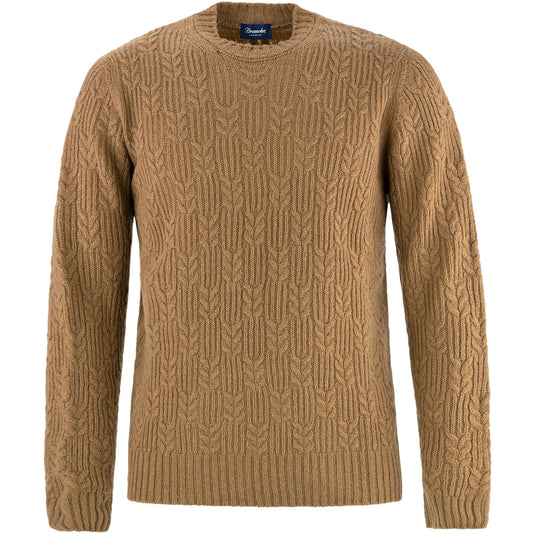 Maglia DRUMOHR in Puro Lambswool Lavorazione Intarsio Cognac 24