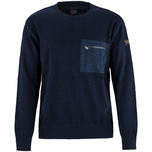 Maglia PAUL & SHARK in Eco-Wool con Inserti in Nylon Blu Navy