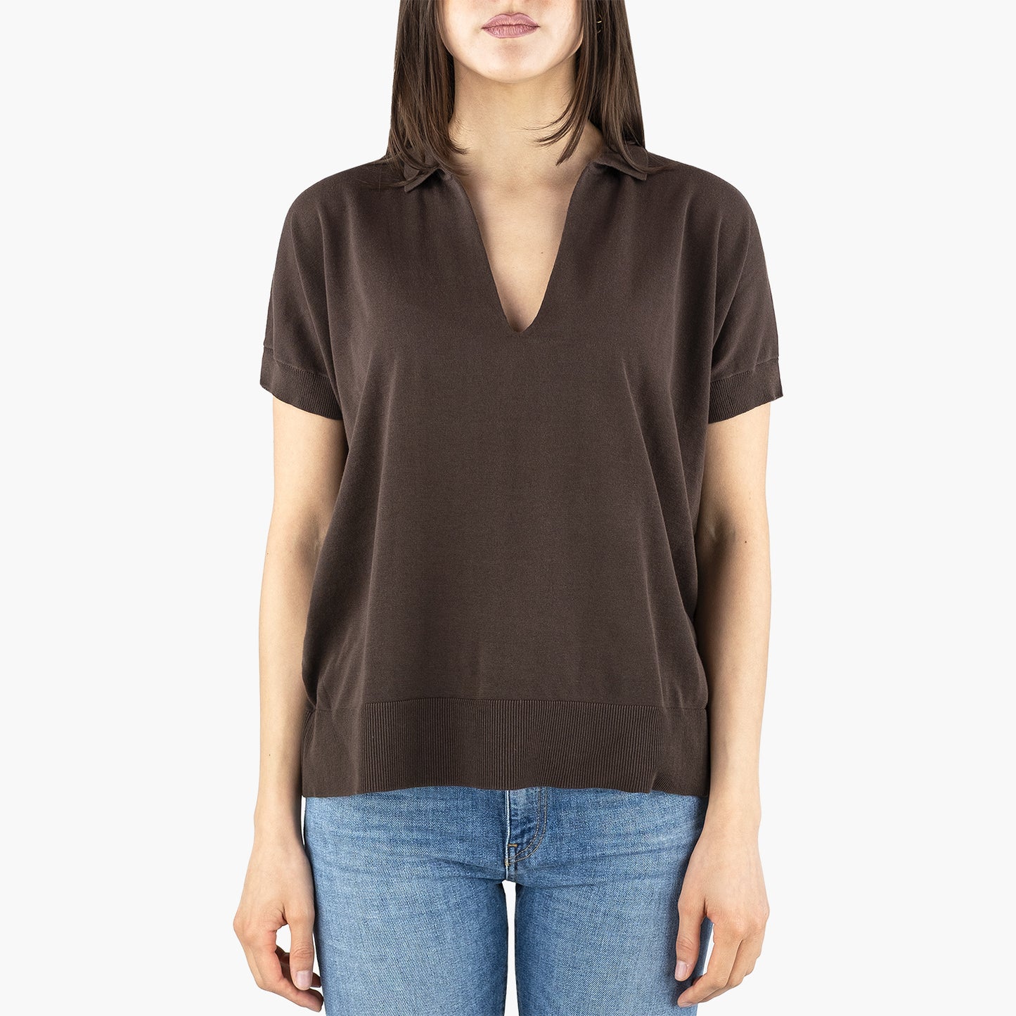Maglia ASPESI in Puro Cotone con Scollo V Marrone