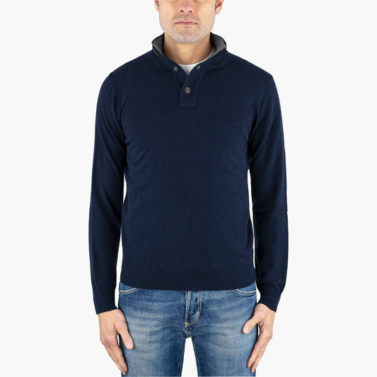 Maglia KANGRA in Lana e Cachemire con Bottoni Blu Navy