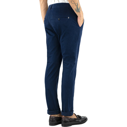 Pantalone DONDUP Gaubert UP235 in Gabardina di Cotone Stretch Blu