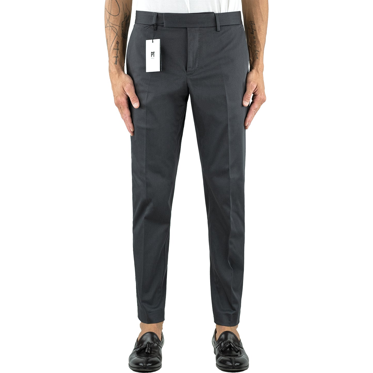 Pantalone PT Torino Edge Rebel Fit in Cotone Stretch Grigio Piombo