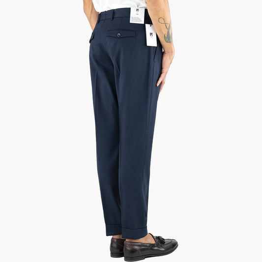 Pantalone PT Torino Edge Rebel Fit in Lana Batavia Stretch Blu Navy 2