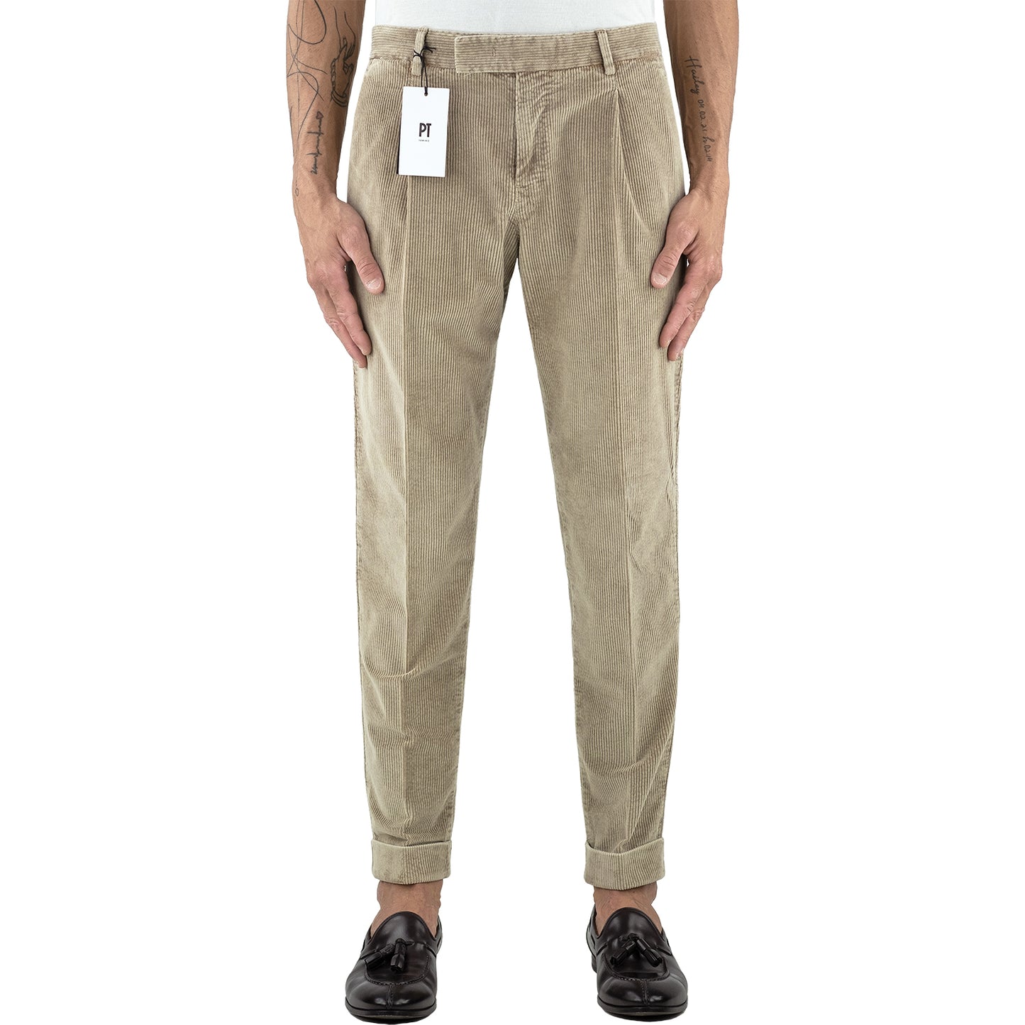 Pantalone PT Torino Edge Rebel Fit in Velluto Stretch Beige 8