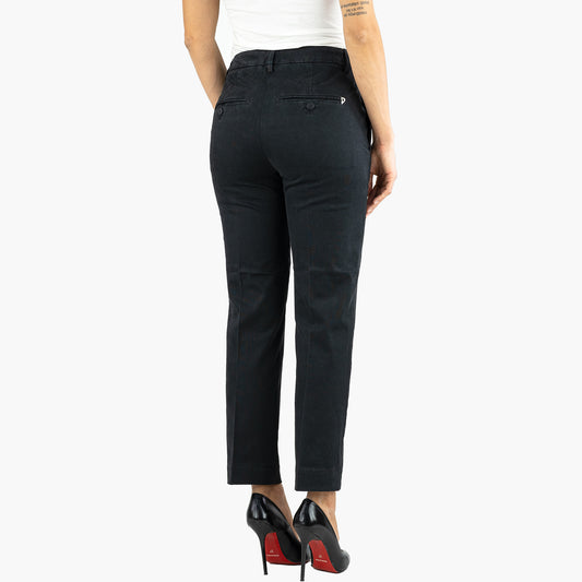 Pantalone DONDUP DP576 GSE043D Nima in Gabardina di Cotone Stretch Col. 999 Nero