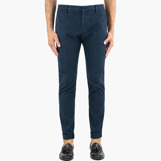 Pantalone DONDUP Gaubert in Gabardina di Cotone Stretch Blu Navy