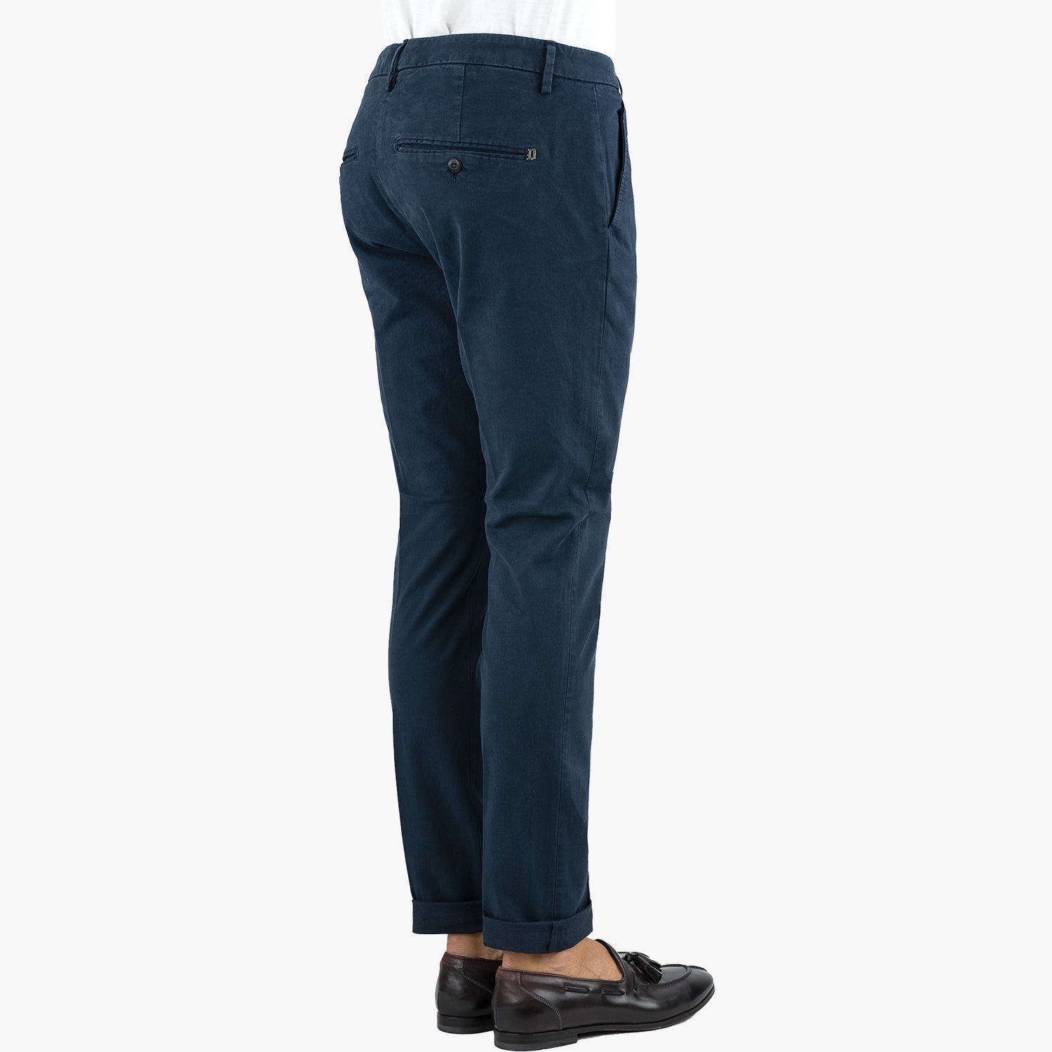 Pantalone DONDUP Gaubert in Gabardina di Cotone Stretch Blu Navy