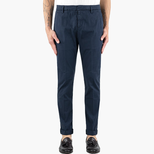 Pantalone DONDUP Gaubert in Gabardina di Cotone Stretch Blu Navy