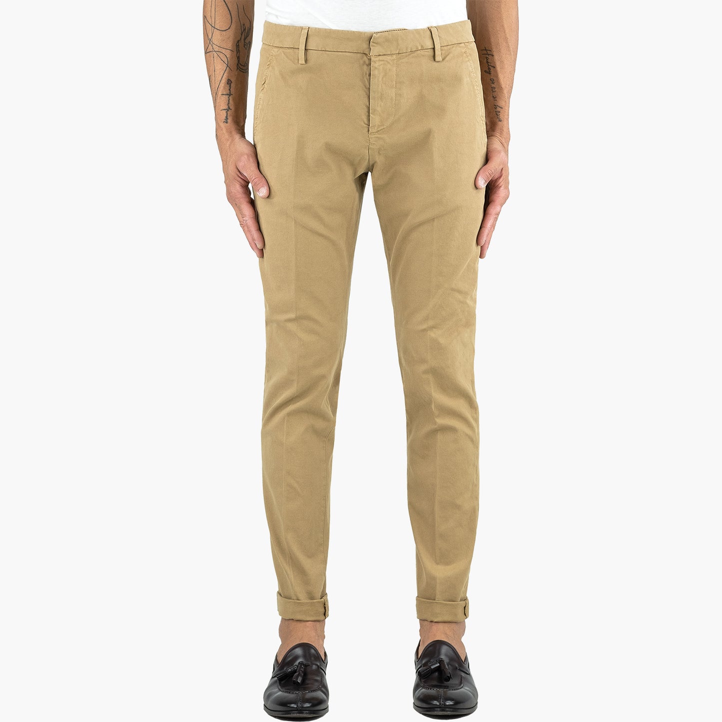 Pantalone DONDUP Gaubert in Gabardina di Cotone Stretch Nocciola