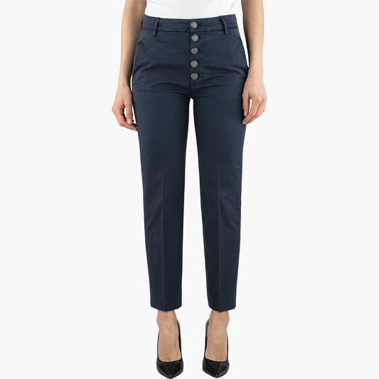 Pantalone DONDUP Nima in Gabardina Compact Stretch Blu Navy