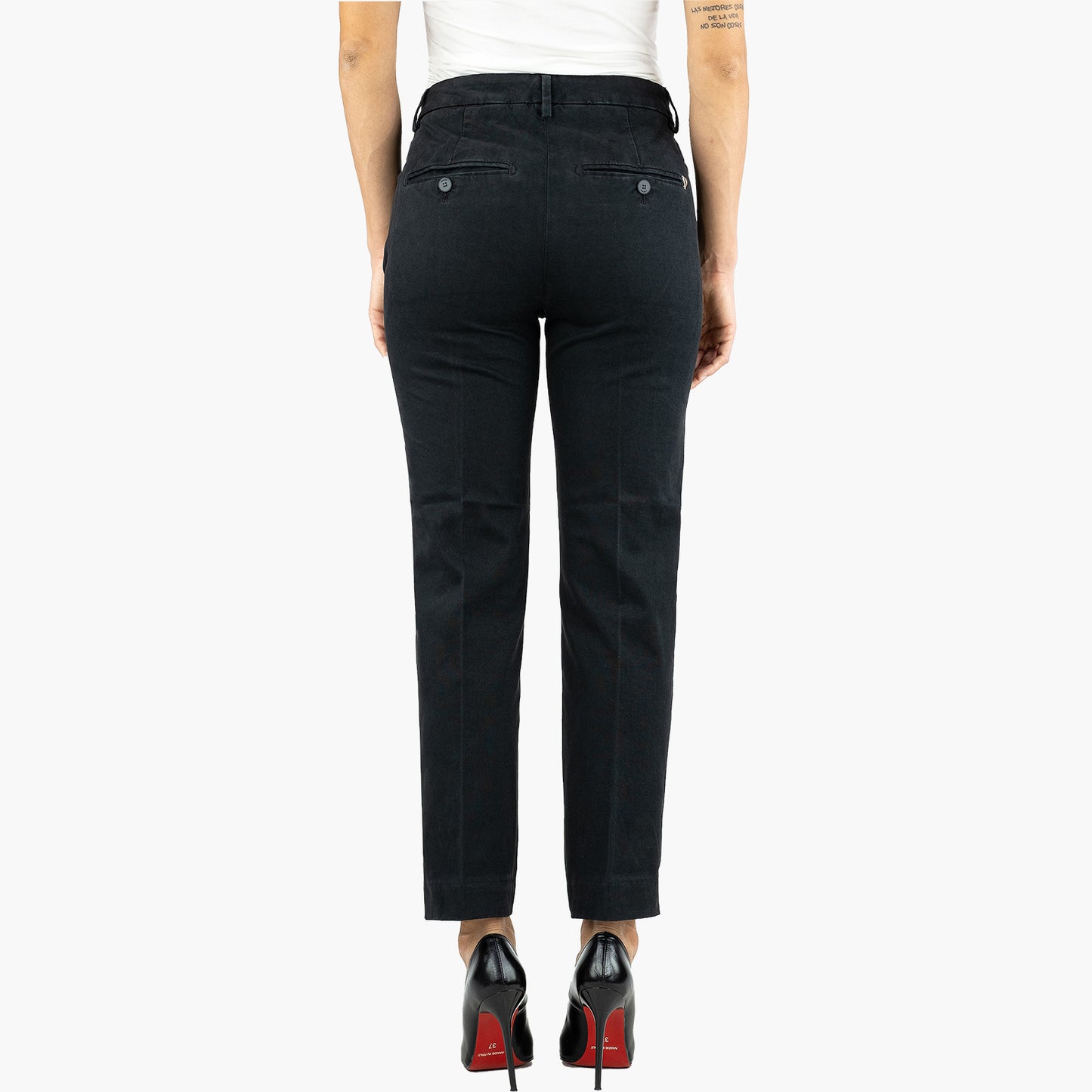 Pantalone DONDUP Nima in Gabardina Stretch Mano Calda Nero
