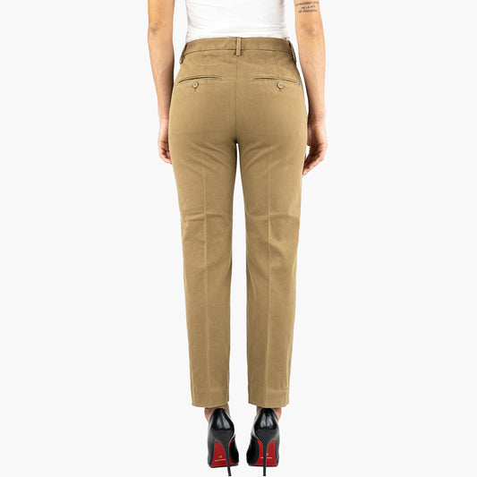 Pantalone DONDUP Nima in Gabardina Stretch Mano Calda Noce