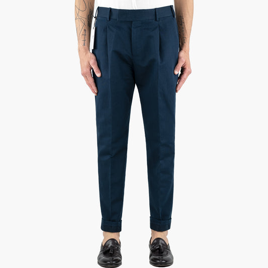 Pantalone PT Torino Edge Rebel Fit in Gabardina di Cotone Blu